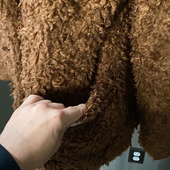 Divided H&M Brown Faux Fur Single Button Jacket Coat - Picture 4 of 11